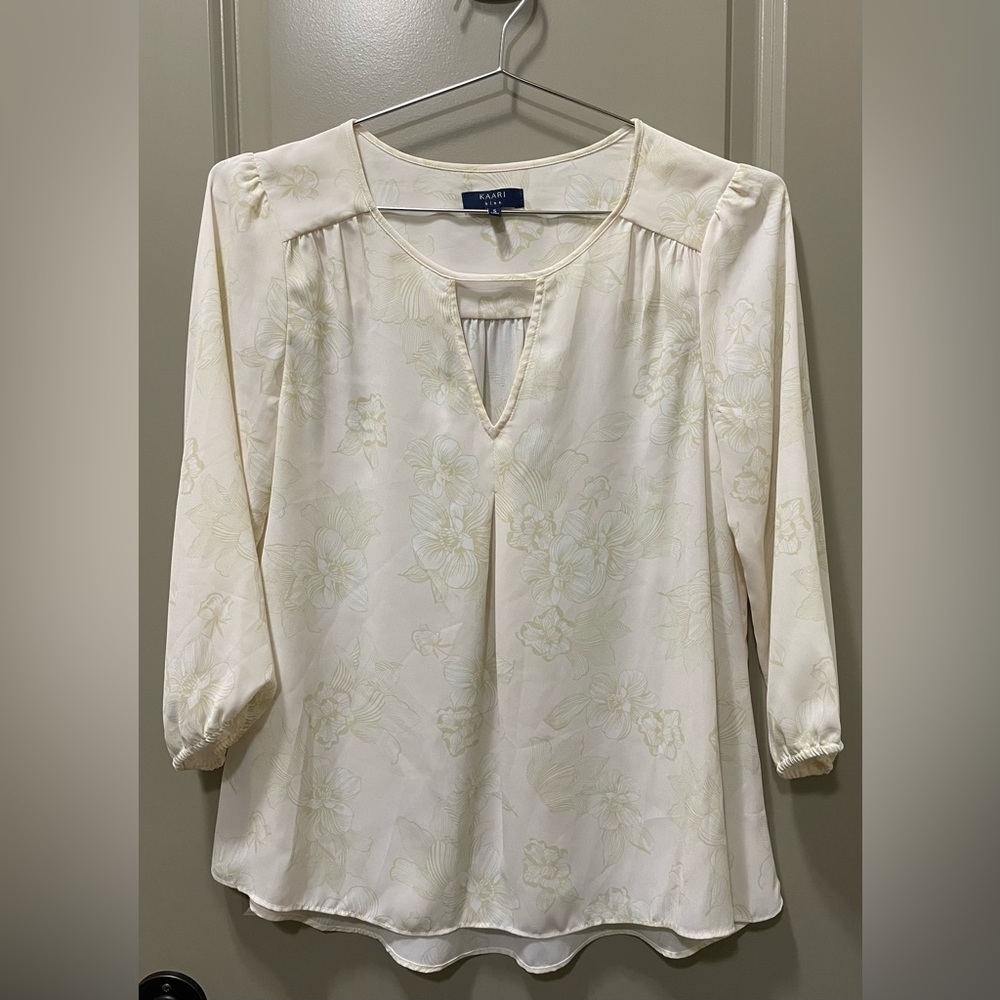 KAARI blue Long Sleeve Floral Blouse